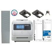 Pyramid Time Systems 4000 Pro Auto Totaling Time Clock Bundle with 125 Time Cards, 2 Ink Ribbons, Card Rack & Keys for Up to 50 Employees