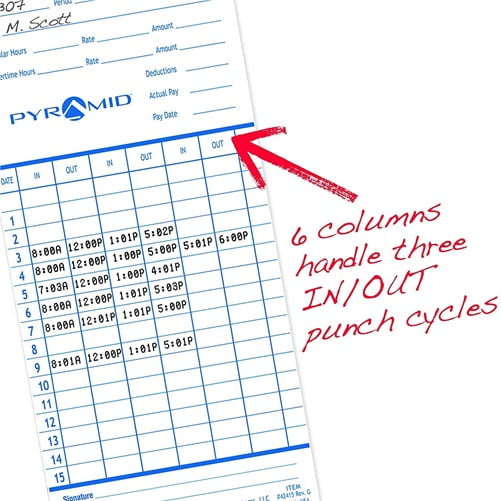 Pyramid Time Systems Time Card - Walmart.com