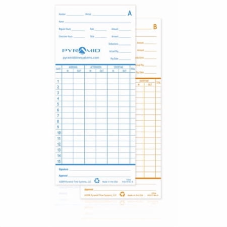 Pyramid Time Systems Time Cards for 2600, Pack of 100