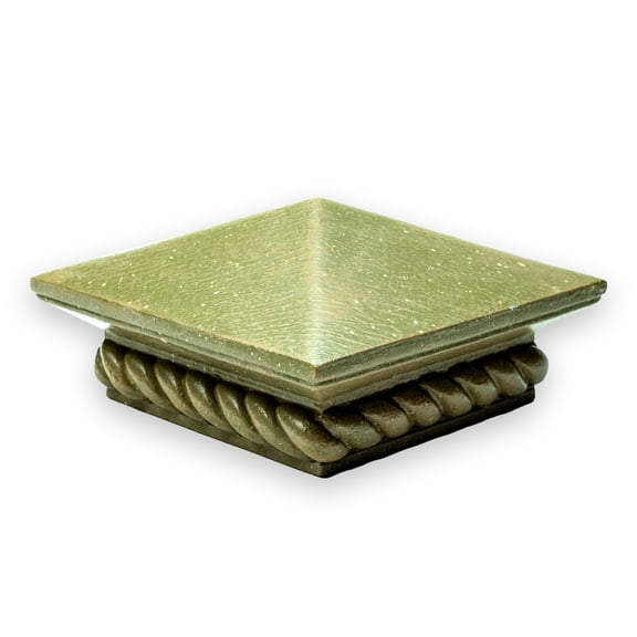 Pyramid Top Polystone Post Cap with Rope Base, 3.5" - Moss