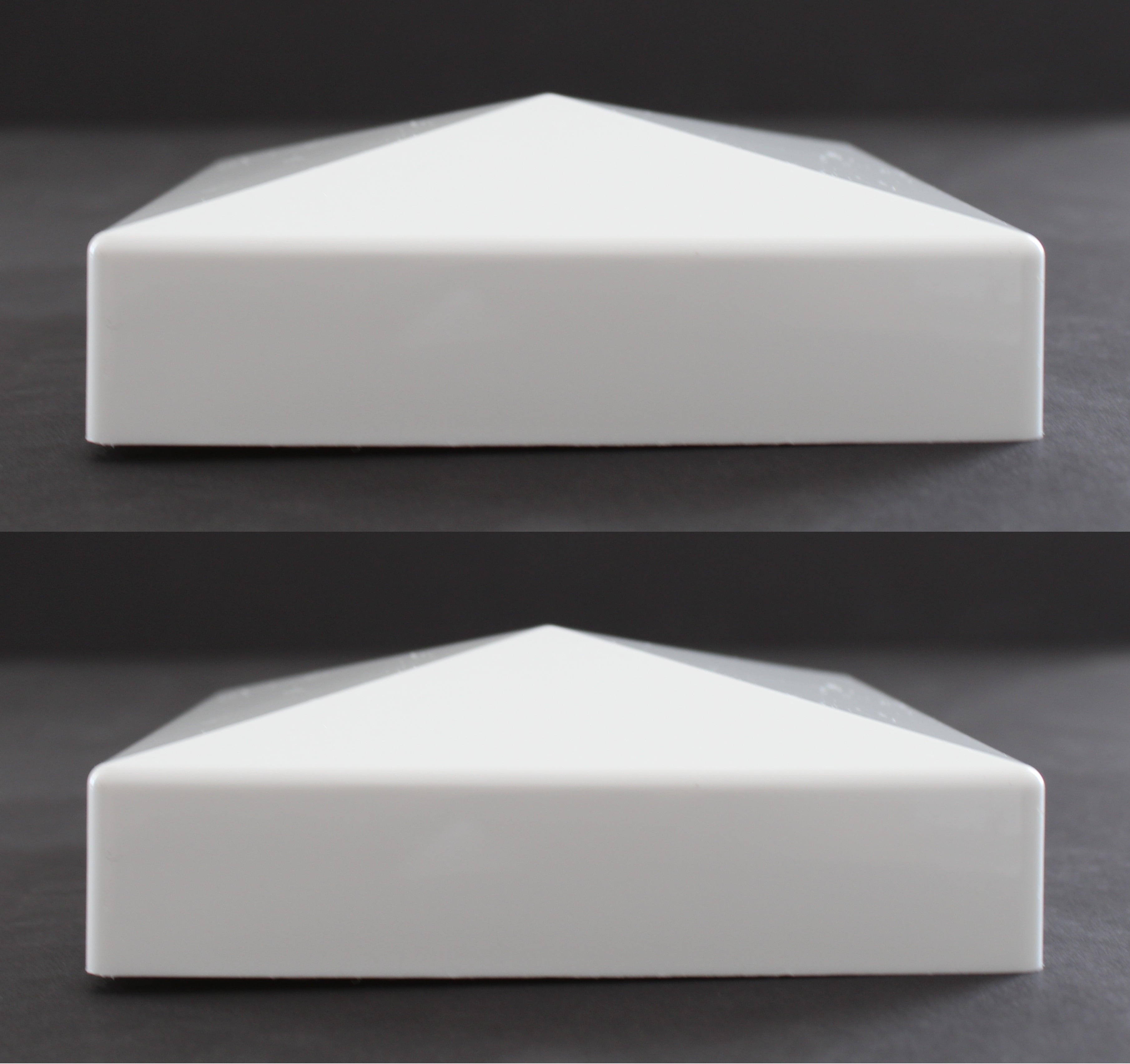 8-Pack White Plastic Pyramid Fence Post Caps - For Nominal 5x5 Inch Posts, Vinyl/PVC