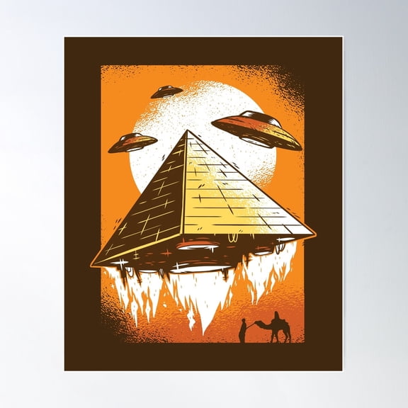 Pyramid Turns Into Spaceship ,Ufos Poster Wall Art, Modern Wall Decor For Living Room Bedroom, 8x12 UNFRAMED