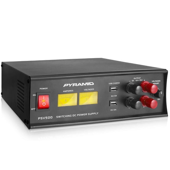 Pyramid Universal Compact Bench Power Supply - 50 Amp Variable Linear Regulated AC to DC Power Converter With 10.83 x 11.06 x 3.35 inches.