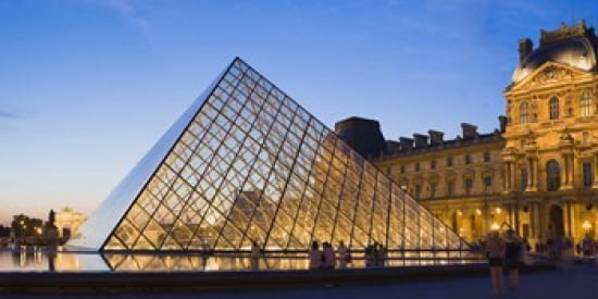 Pyramid in front of a museum Louvre Pyramid Musee Du Louvre Paris Ile-de-France France Canvas Art - Panoramic Images (24 x 12)