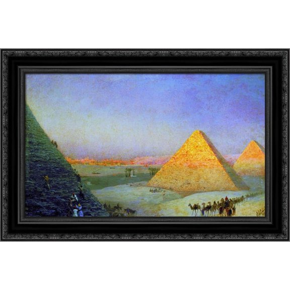 Pyramids 24x18 Black Ornate Wood Framed Canvas Art by Aivazovsky, Ivan