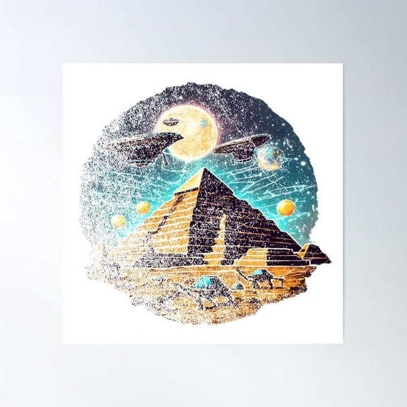 Pyramids Being Built Poster Wall Art, Modern Wall Decor For Living Room Bedroom, 30x30 UNFRAMED