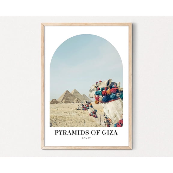 Pyramids Of Giza Wall Art– Egypt Travel Print, Desert Landscape, History Art, World Wonder Decor, Minimalist Arched Photo Print Home Decor #3845, Unframed Poster Size 24x36