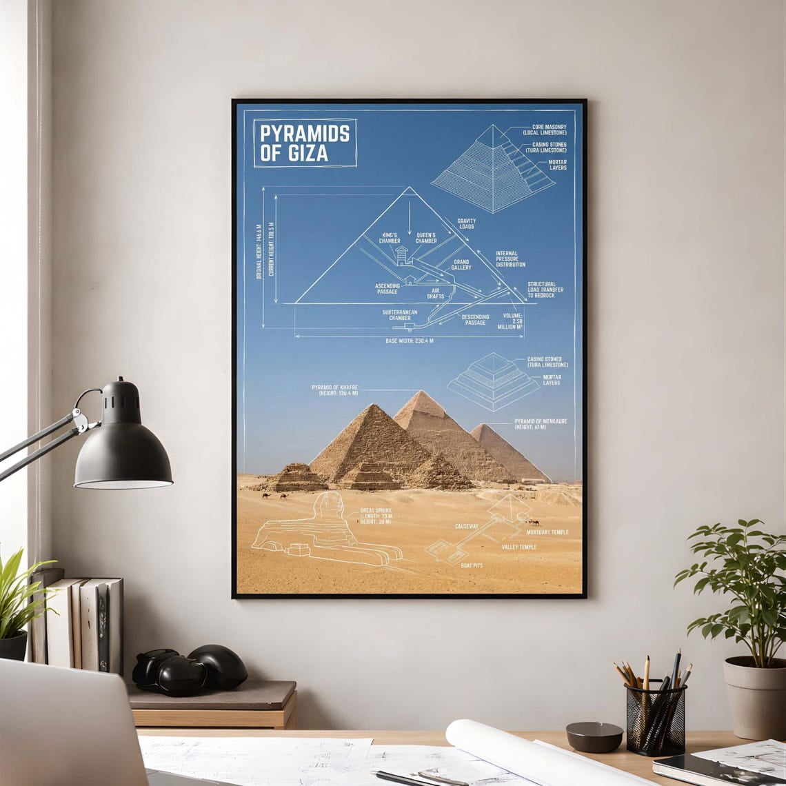 Pyramids Setion Pyramids Of Giza Cross Section Ancient Egypt Structural Art Great ...