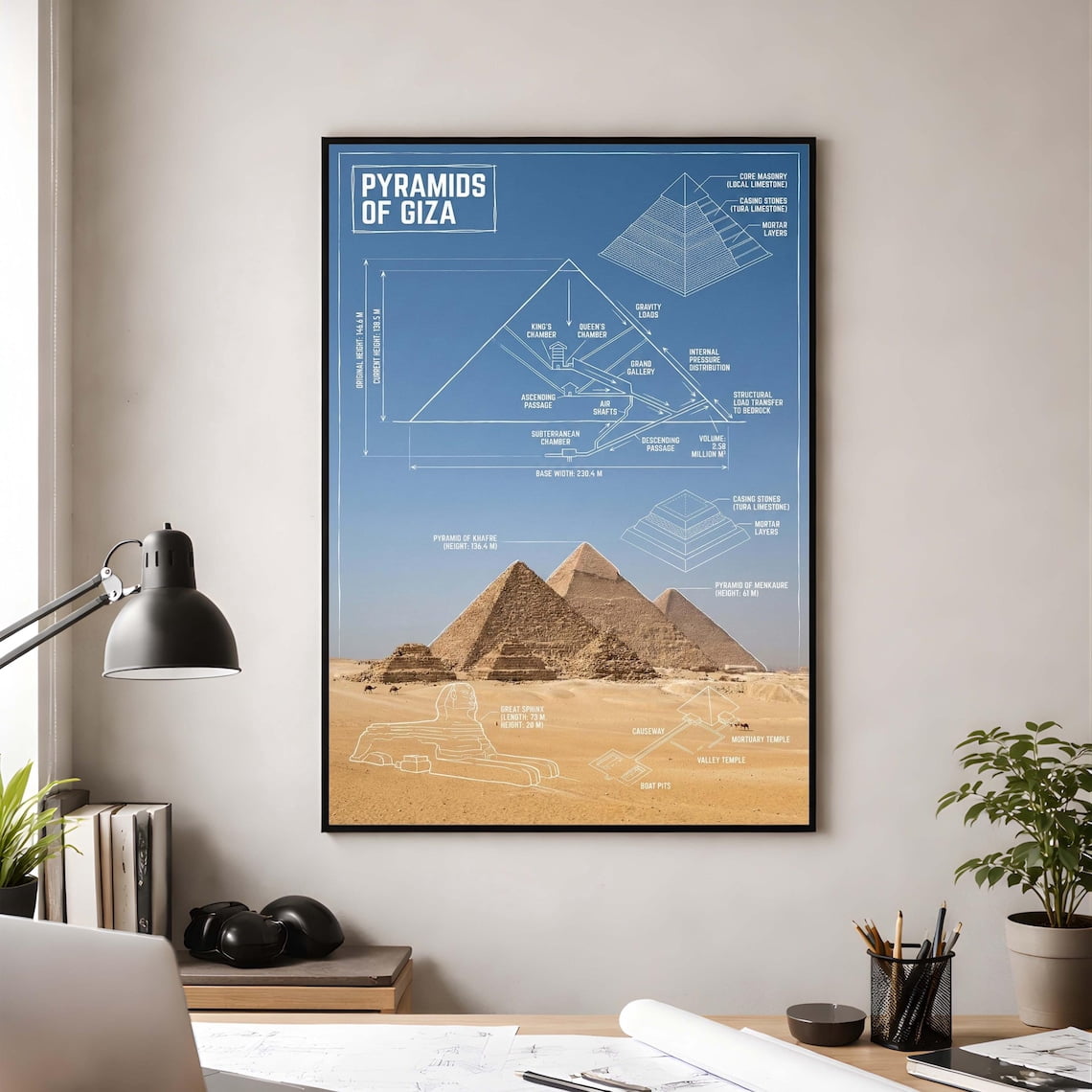 Pyramid Civil Pyramids Of Giza Cross Section Ancient Egypt Structural Art Great ...