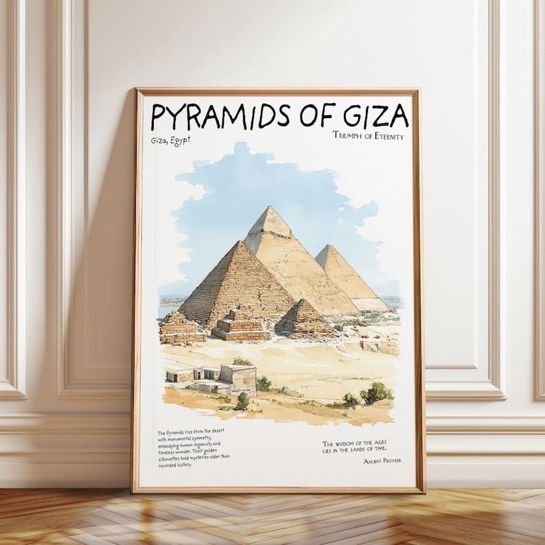 Pyramids Of Giza Egypt Landmark Wall Art Print, Unframed Paper Poster ...