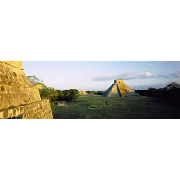 Pyramids at an archaeological site, Chichen Itza, Yucatan, Mexico Poster Print (18 x 6)