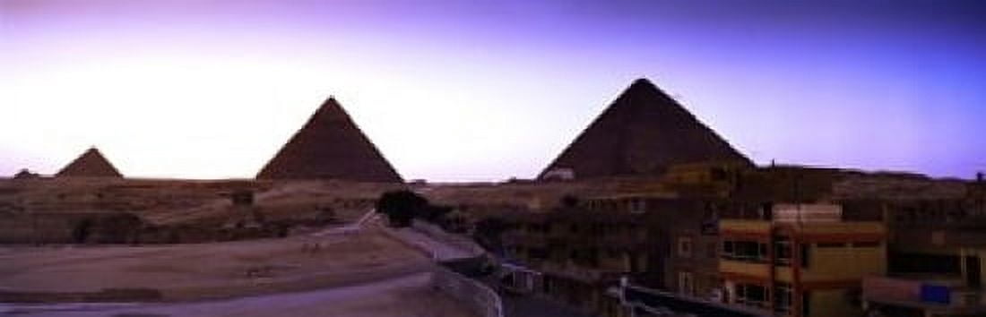 Pyramids at sunset Giza Egypt Canvas Art - Panoramic Images (18 x 6)