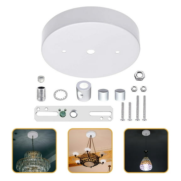 Pyramidti 1 Set Pendant Light Canopy Kit Plate Fixture Mounting Bracket Accessory (White, 5.1")