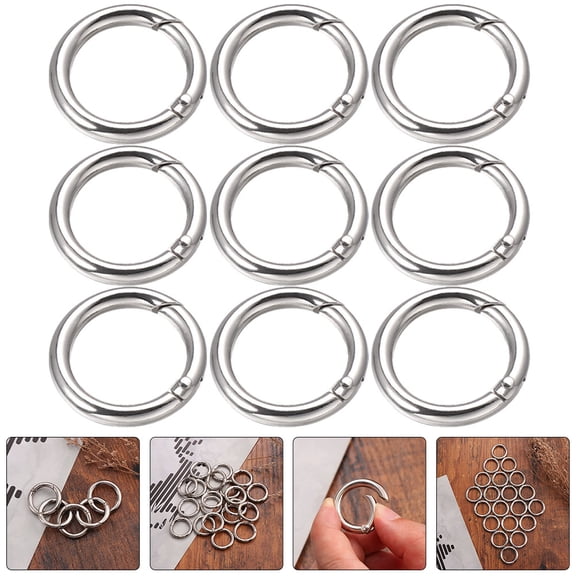 Pyramidti 15 Pcs Keyring Spring Buckle Convenient Snap Rings Spring Rings Split Ring Zinc Alloy Silver 2.80X2.80X0.40CM