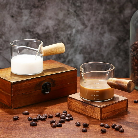 Pyramidti 2Pcs Coffee Shot Glass Latte Art  Shot Glass Espresso Syrup Pitcher Syrup Pitcher with Scale