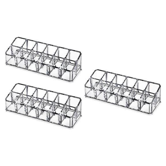 Pyramidti 3pcs 12 Slots Storage Boxes Makeup Lipstick Holders Lip Gloss Display Cases