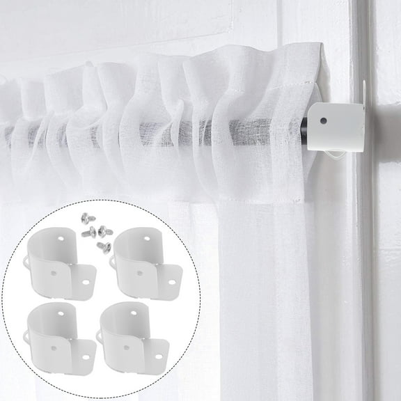 Pyramidti  4 Pcs Curtain Rod End Socket White Hanging Flange Code Bracket Stand Tube