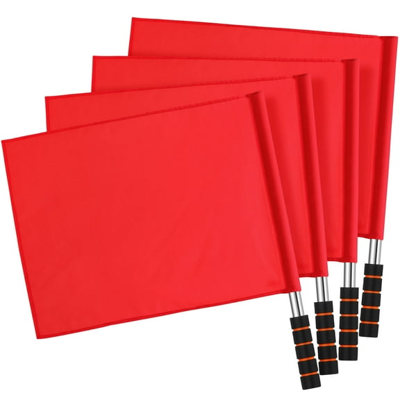 LEORX Referee Flags Red Sponge 4Pcs For Soccer Refereeing