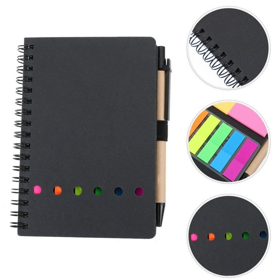 LEORX Notebook with Pen Black 1 Set 5.6x4.3x0.4in