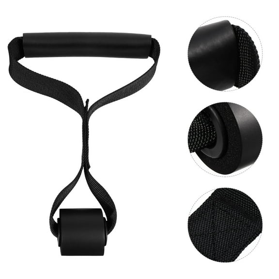 Pyramidti  Pull Cord Door Buckle Versatile Durable Exercise Anchor Elastic 30X2.5X0.2cm Black Nylon Fitness