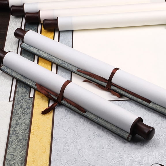 Pyramidti Rice Paper Scroll Rice Paper Xuan Paper Scroll Blank Paper Blank Scroll Reel Silver 1.5X40X119CM