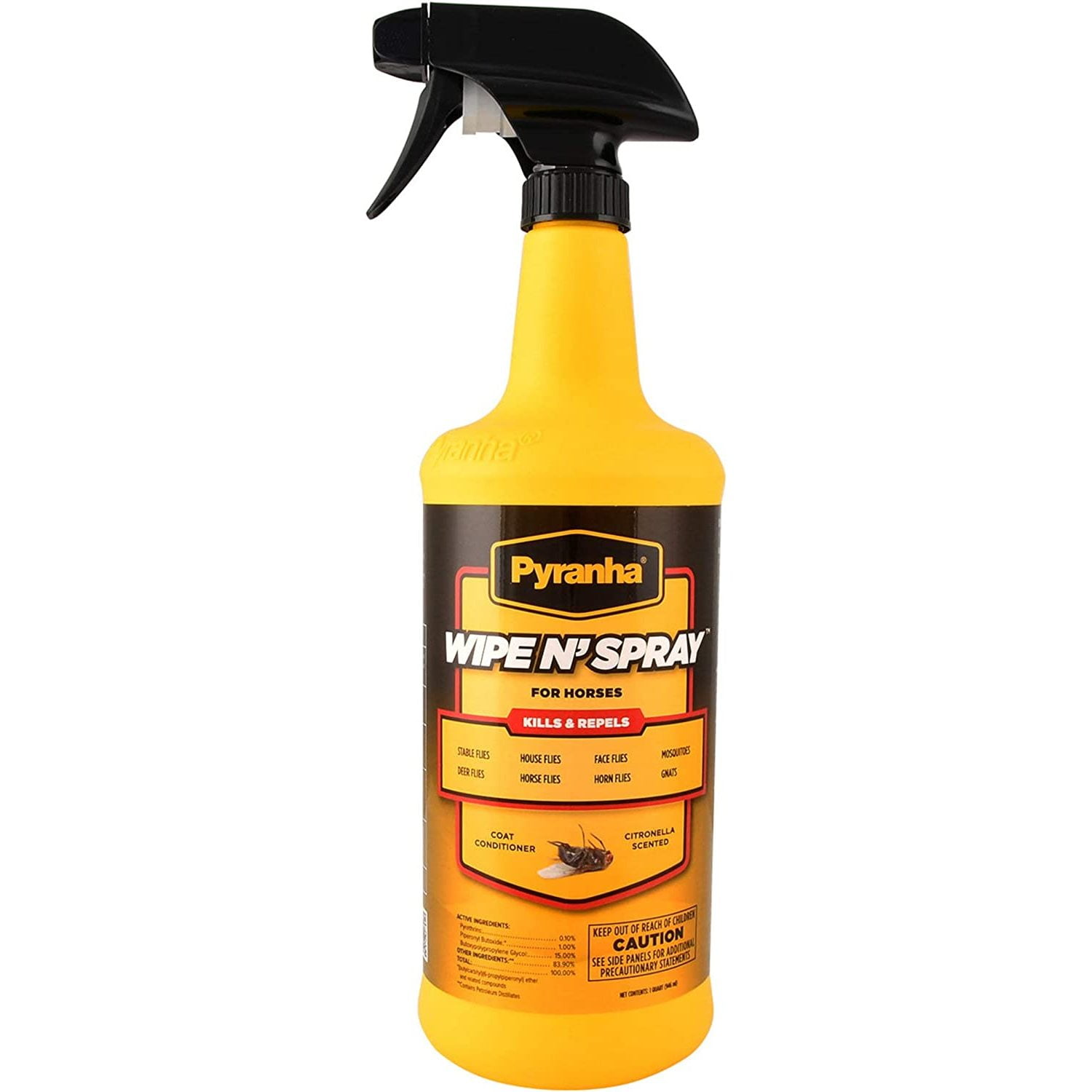 Pyranha 32 oz Wipe N Spray Fly Spray for Horses Kills and Repels