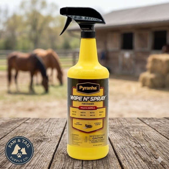 Pyranha Wipe N Spray Fly Repellent for Horses 32 oz. Ready-to-Use Insect Control Spray
