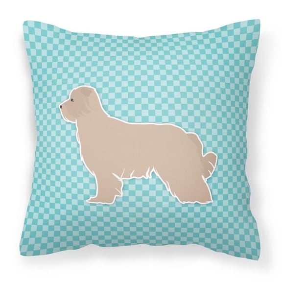 Pyrenean Shepherd Checkerboard Blue Fabric Decorative Pillow