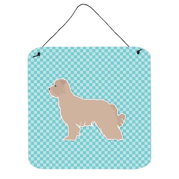 Pyrenean Shepherd Checkerboard Blue Wall or Door Hanging Prints