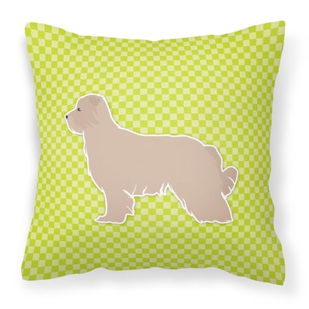 Pyrenean Shepherd Checkerboard Green Fabric Decorative Pillow