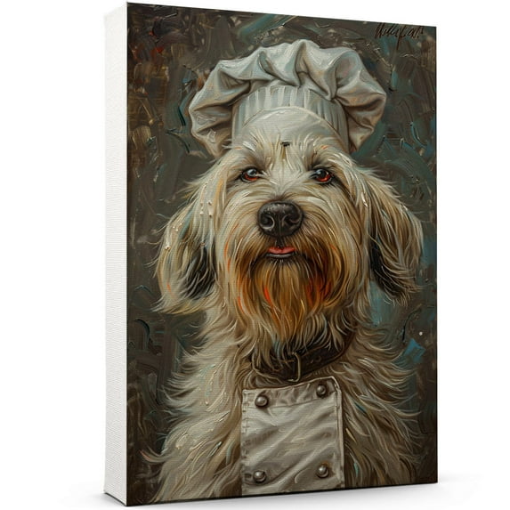Pyrenean Shepherd Dog Chef Poster, Pyrenean Shepherd Dog Cooking Food Canvas Print for Restaurant Kitchen Decor, Kitchen Animal Picture Wall Decor