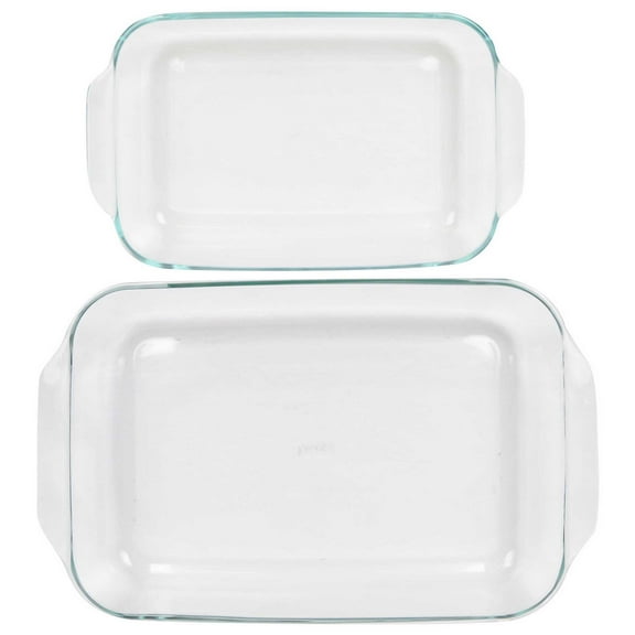 Pyrex (1) 233 3qt and (1) 232 2qt Rectangle Clear Glass Casserole Baking Dishes