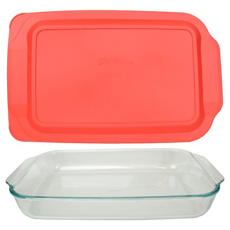 Pyrex 234 4-Quart Basics Glass Baking Dish & 234-PC Red Lid