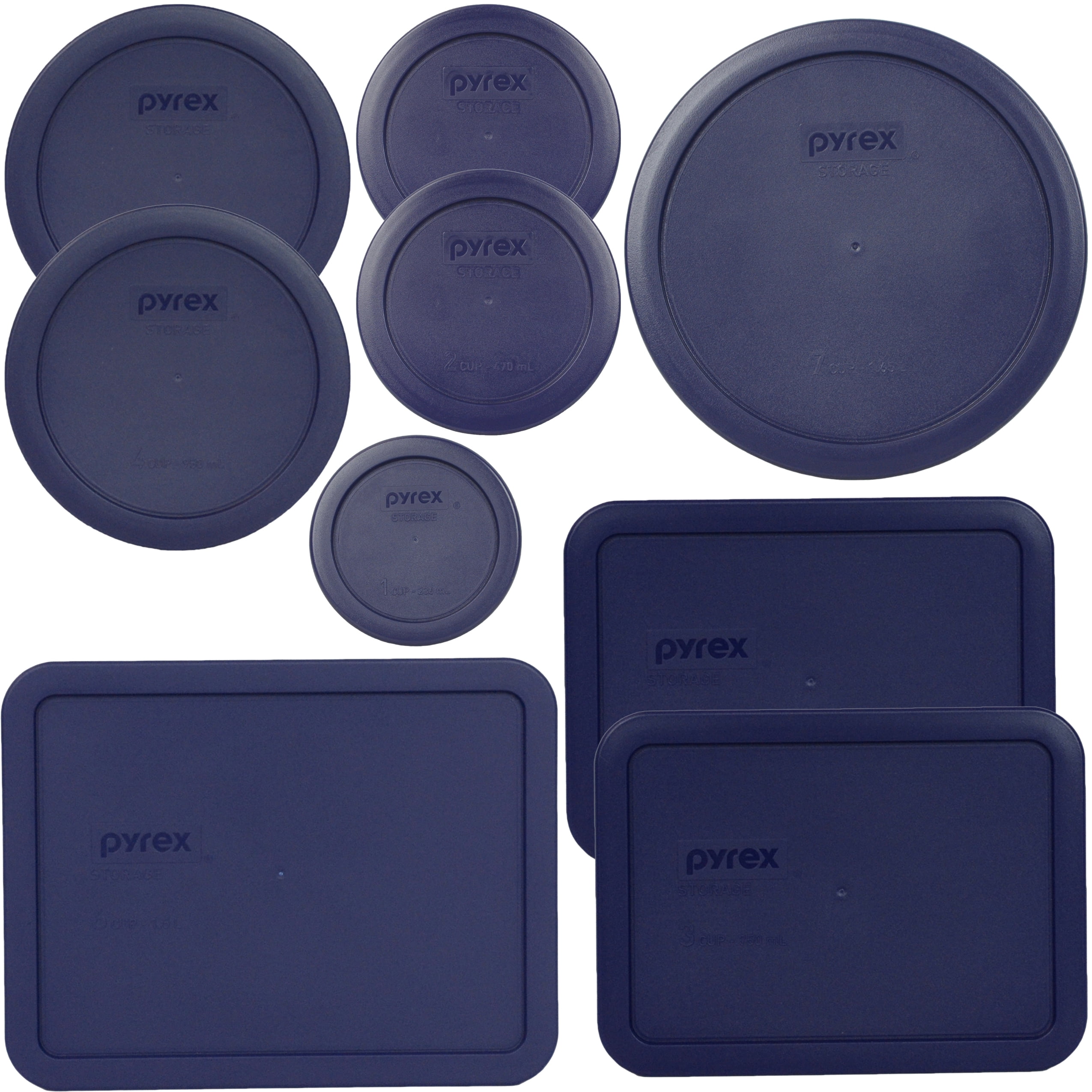 Pyrex (1) 7202 & (2) 7200 & (2) 7201 & (1) 7402 & (2) 7210 & (1) 7211 Blue Replacement Lids