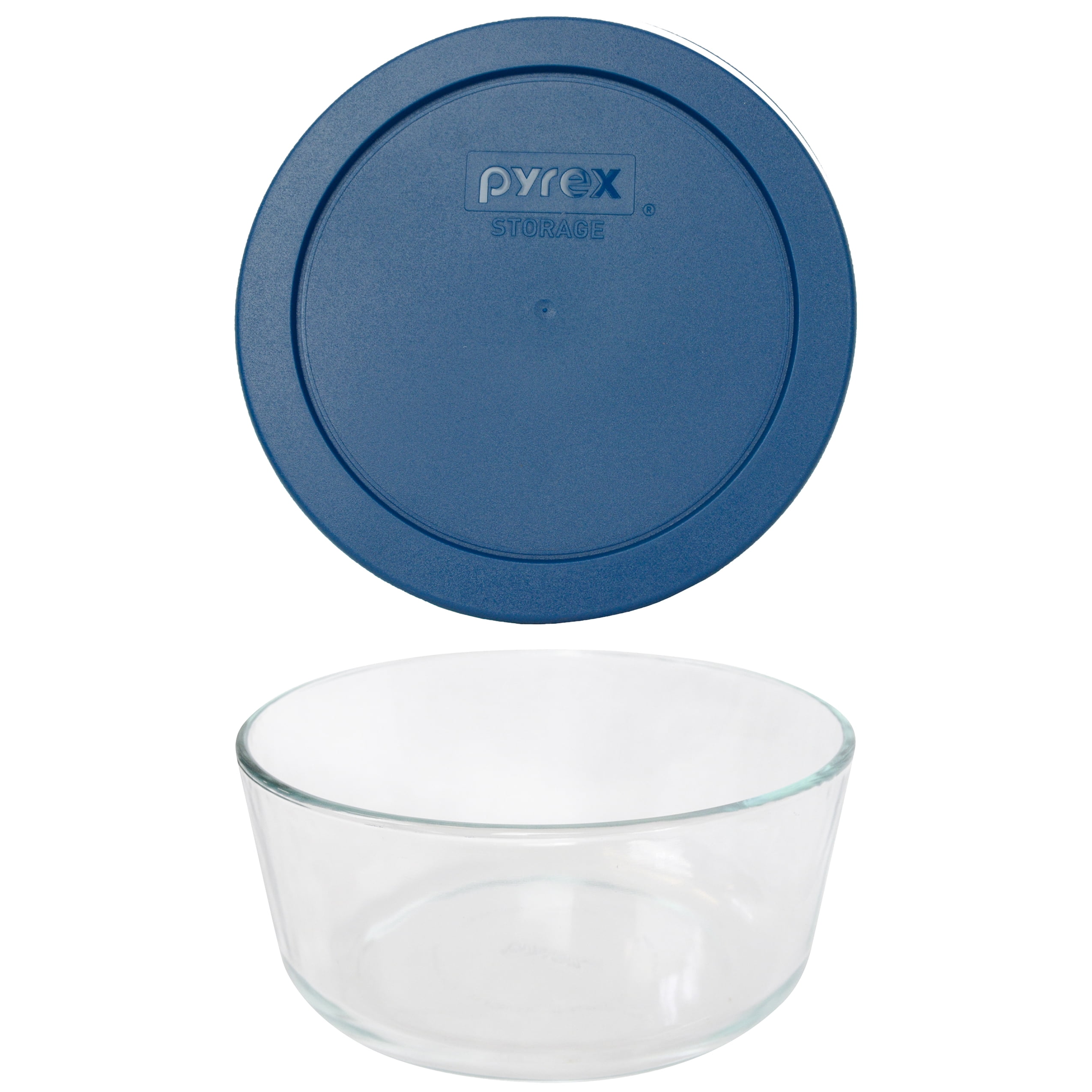 Pyrex (1) 7203 7-Cup Glass Food Storage Bowl and (1) 7402-PC Blue ...