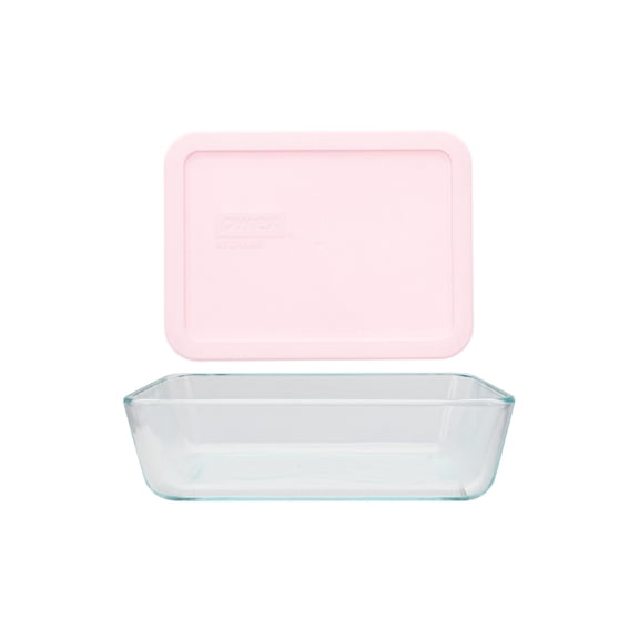 Pyrex 7210 3-Cup Glass Storage Dish & 7210-PC Loring Pink Lid - Made in USA