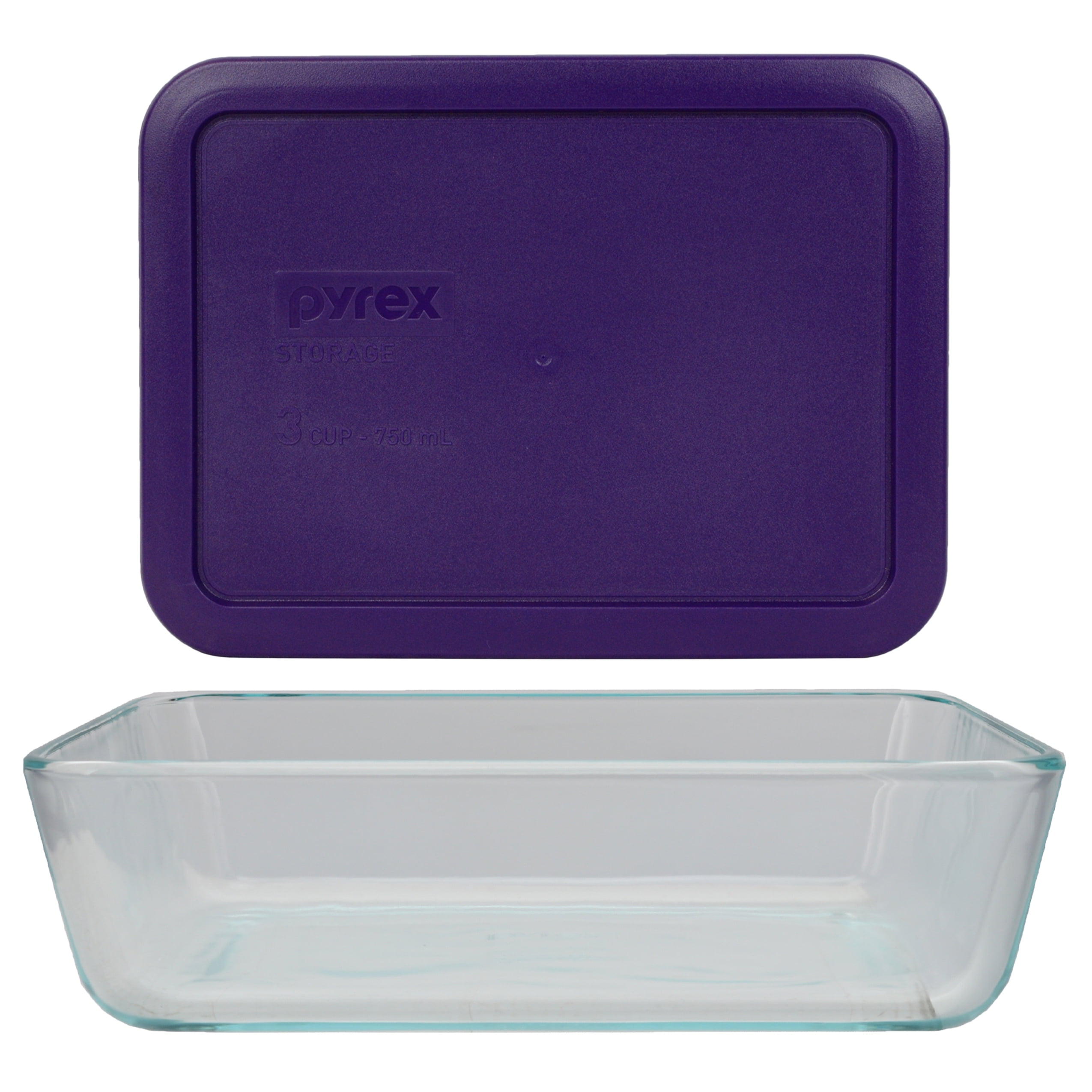  Pyrex 3-Cup Rectangle Food Storage with Grey Lid (Pack of 4  Containers) Made in the USA: Home & Kitchen
