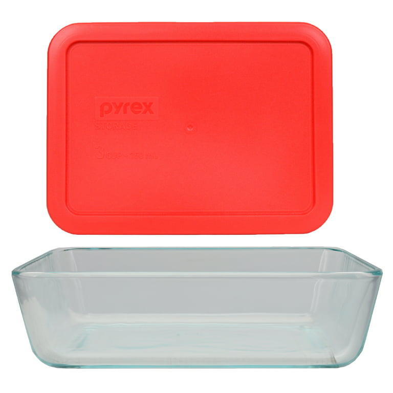 Pyrex 7210 3-Cup Glass Food Storage Dishes w/ 7210-PC 3-Cup Blue Lids (6-pack)