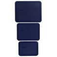 thumbnail image 1 of Pyrex (1) 7212-PC 11-Cup, (1) 7211-PC 6-Cup, and (1) 7210-PC 3-Cup Rectangle Blue Lids, 1 of 7
