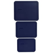 Pyrex 1 7212-PC 11-Cup, 1 7211-PC 6-Cup, and 1 7210-PC 3-Cup Rectangle Blue Lids