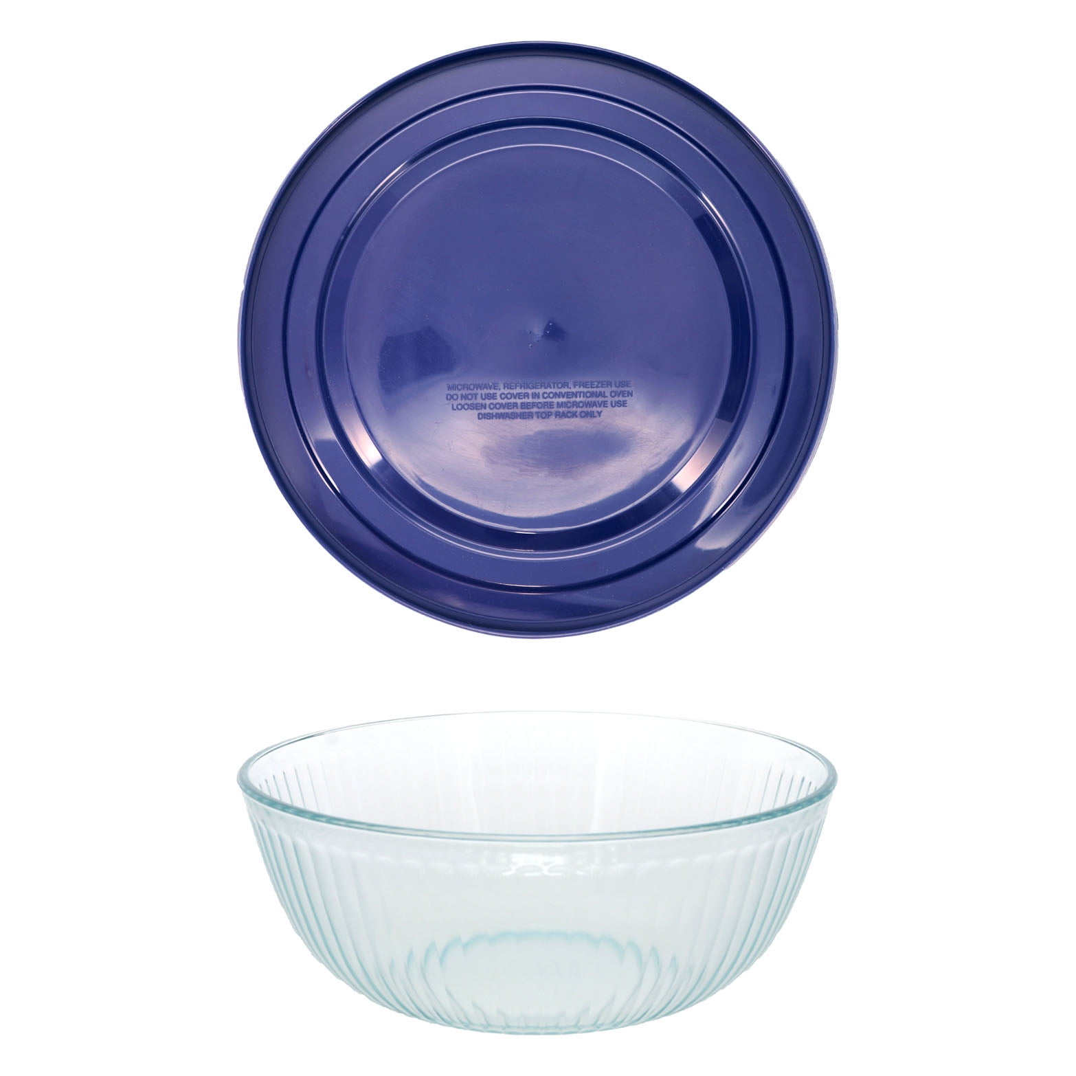 Pyrex (1) 7404 4.5qt Sculpted Glass Mixing Bowl and (1) 7404-PC Thistle Purple Lid - Made in USA
