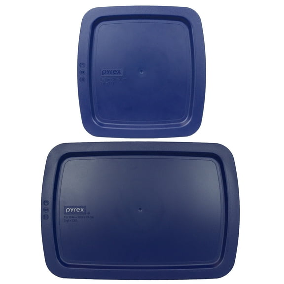 Pyrex (1) C-233-PC and (1) C-222-PC Blue Plastic Rectangle Replacement Lid Covers
