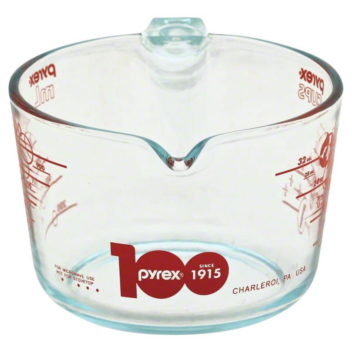 Vintage Pyrex Measuring Cup, 4 Cup/ 32 Ounce Capacity, Bright Red Numbers,  Made in the USA 