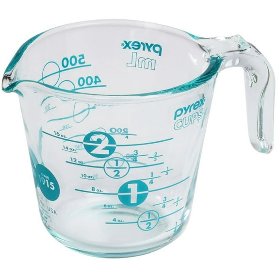 Pyrex 100 year 2 cup/500mL turq meascup.