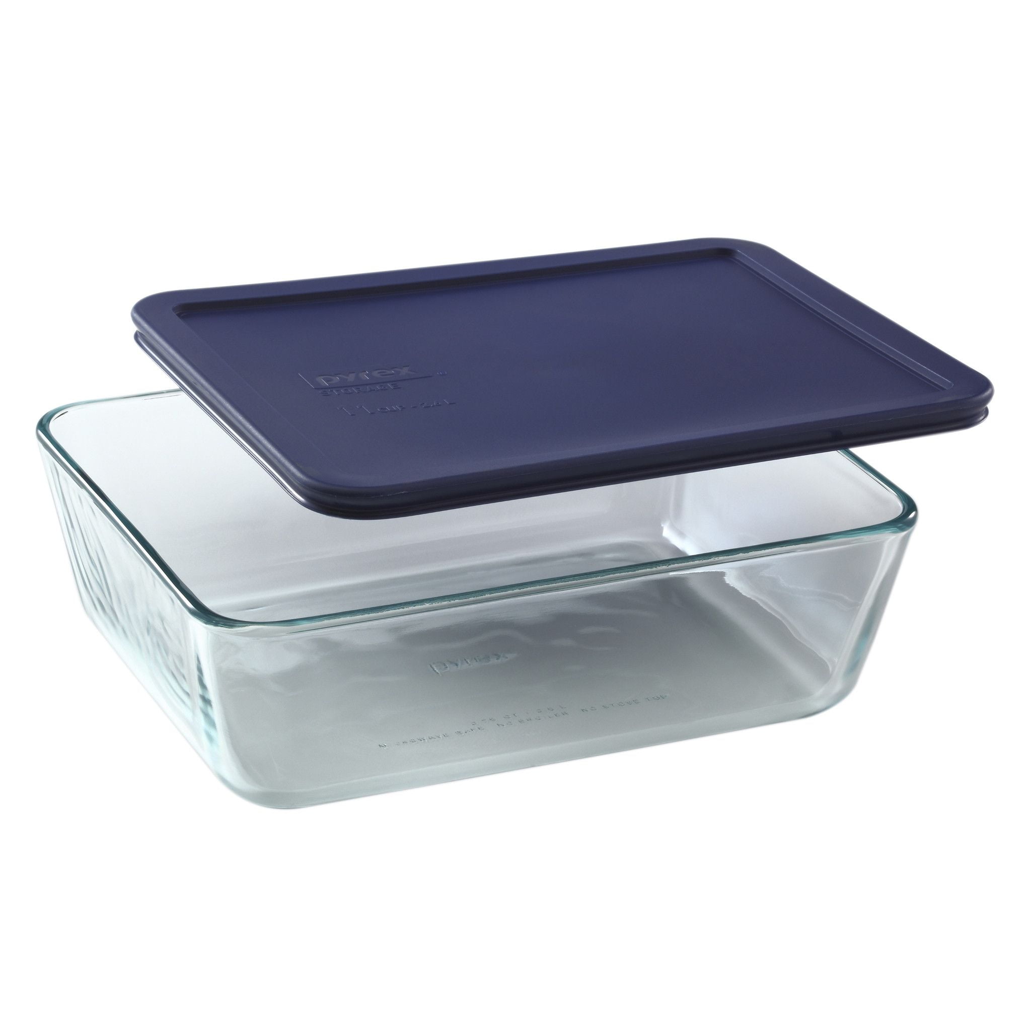 Pyrex 11-Cup Clear Glass Storage Bowl with Blue Lid