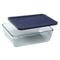 thumbnail image 1 of Pyrex 11-cup Rectangular Glass Food Storage Container with Blue Lid, 1 of 7