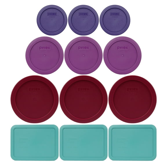 Pyrex 12-Piece Plastic Lid Fantasy Inspired Color Scheme Bundle for Pyrex Glass Containers