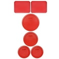 thumbnail image 1 of Pyrex (2) 7200-PC, (1) 7201-PC, (2) 7210-PC, & (1) 7402-PC Poppy Red Food Storage Replacement Lids, 1 of 5