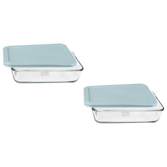 Pyrex 7210 3-Cup Glass Dishes & 7210-PC Muddy Aqua Lids (2-Pack)