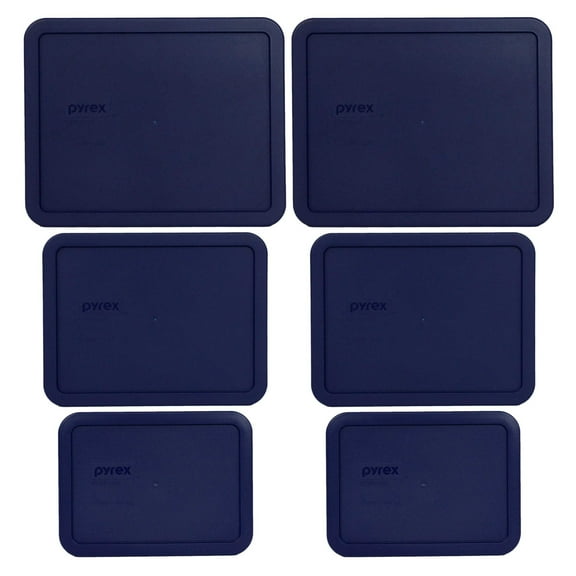Pyrex (2) 7212-PC, (2) 7211-PC, and (2) 7210-PC Rectangle Blue Plastic Replacement Storage Lids